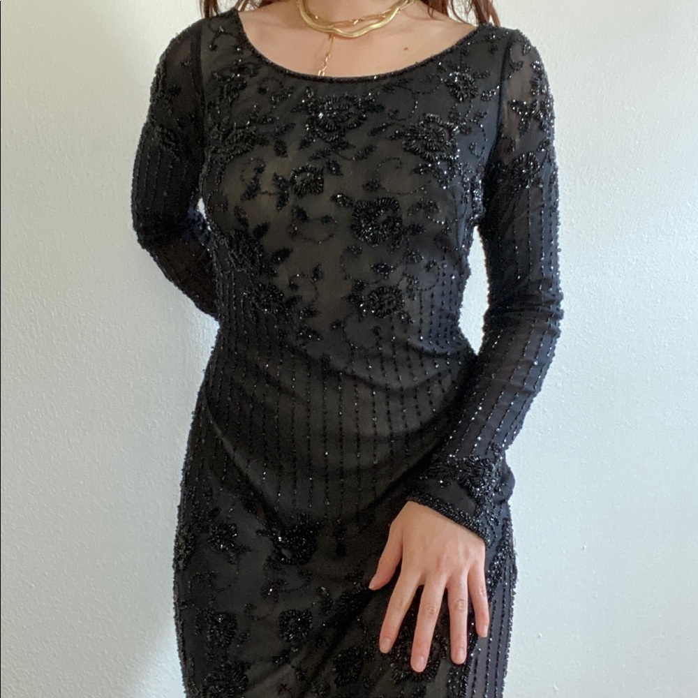 EUC Basix Saks Fifth Avenue Beaded Gown